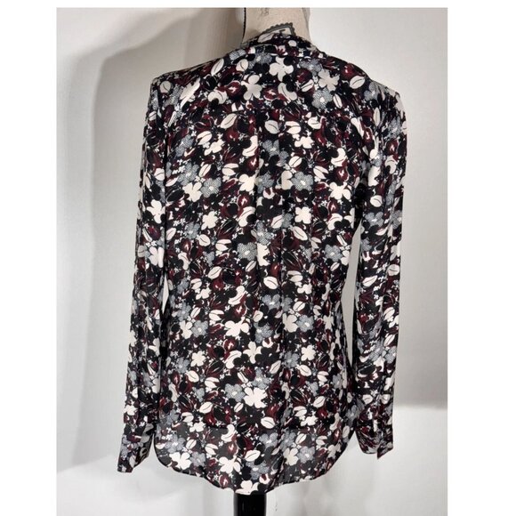 Veronica Beard Goldie Floral Pintuck Blouse 100% Silk, Womens Size 8 - Picture 4 of 6